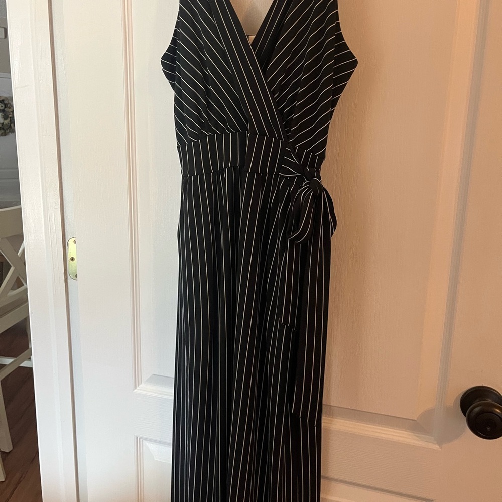 Kaileigh Black and White Striped Jumpsuit